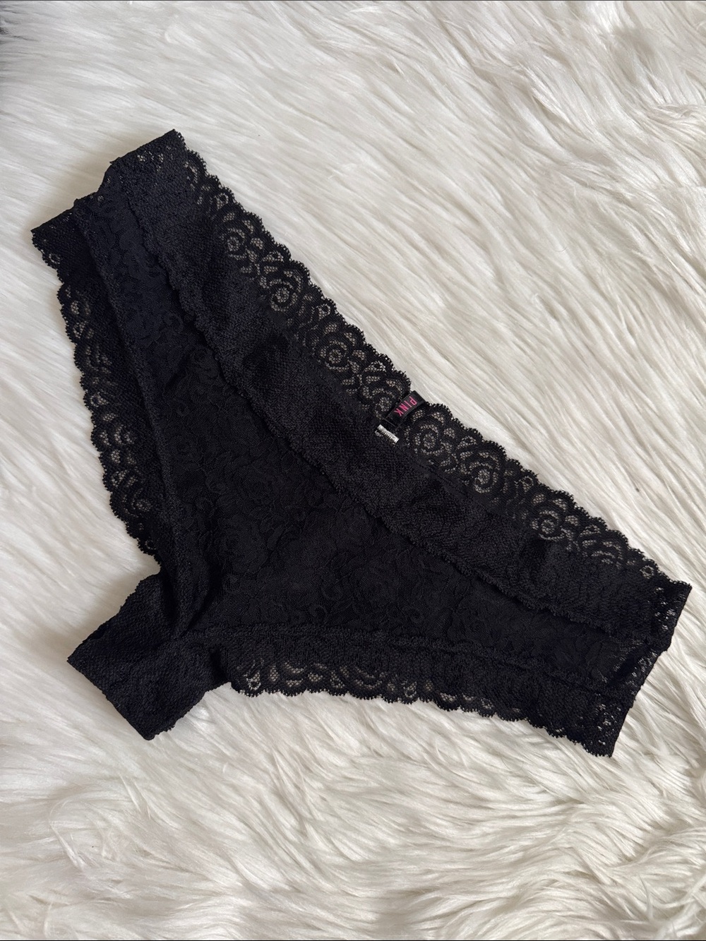 Victoria’s Secret Black Lace Bikini Panty - Floral Lace Trim